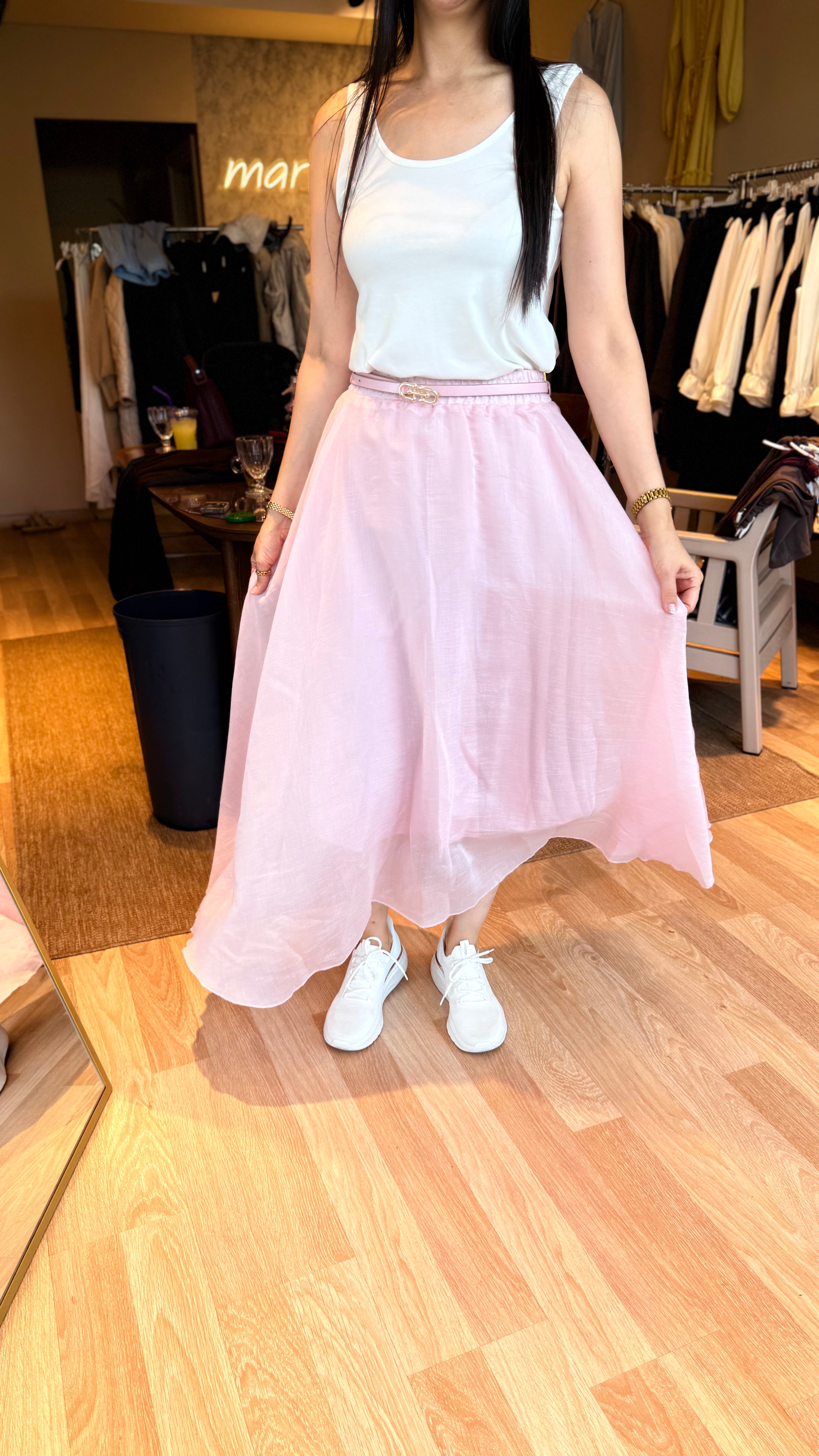 Tül Modal Kumaş Etek Pembe