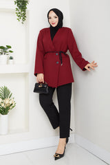 Bağlamalı Ceket Bordo