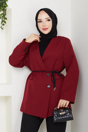 Bağlamalı Ceket Bordo
