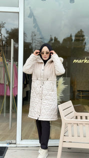 Önü Kürklü Taş Renk Mont