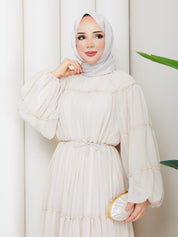 Şifon Elbise Krem