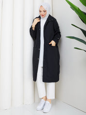 Siyah Çıtçıtlı Trenç