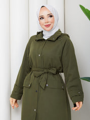 Yeşil Çıtçıtlı Trençkot