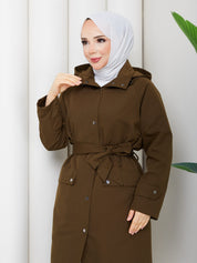 Haki Renk Çıtçıtlı Trençkot