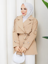 Camel Kısa Trençkot Rüzgarlıklı