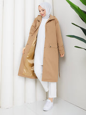 Camel Çıtçıtlı Trenç Kumaş