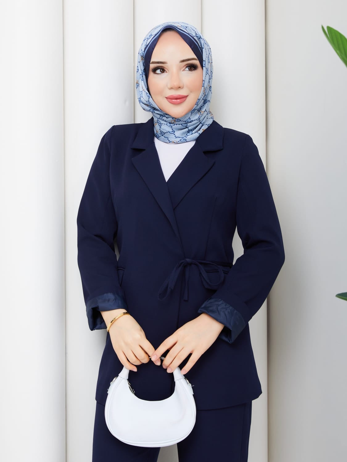 Lacivert Takım Bağlamalı Ceketli