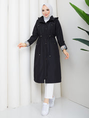 Siyah Kareli Astar Trençkot