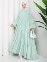 Mint Yeşili Şifon Elbise