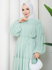 Mint Yeşili Şifon Elbise