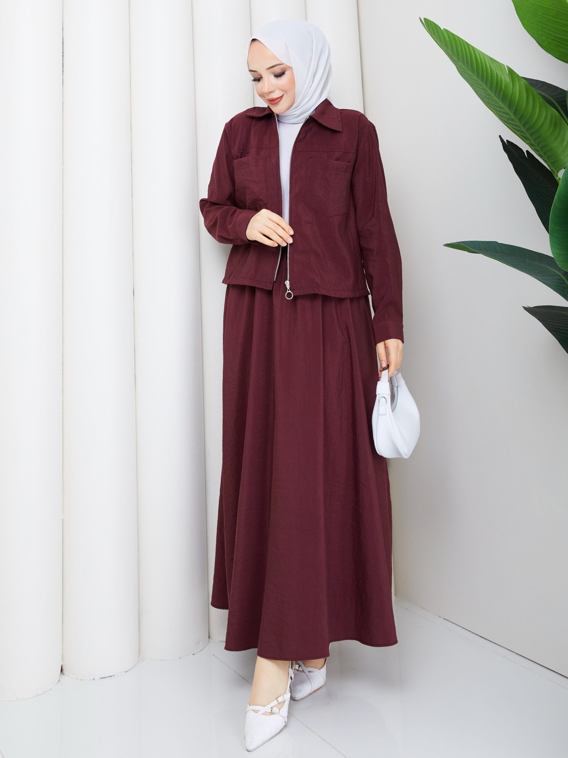 Modal Kumaş İkili Takım Bordo Renk