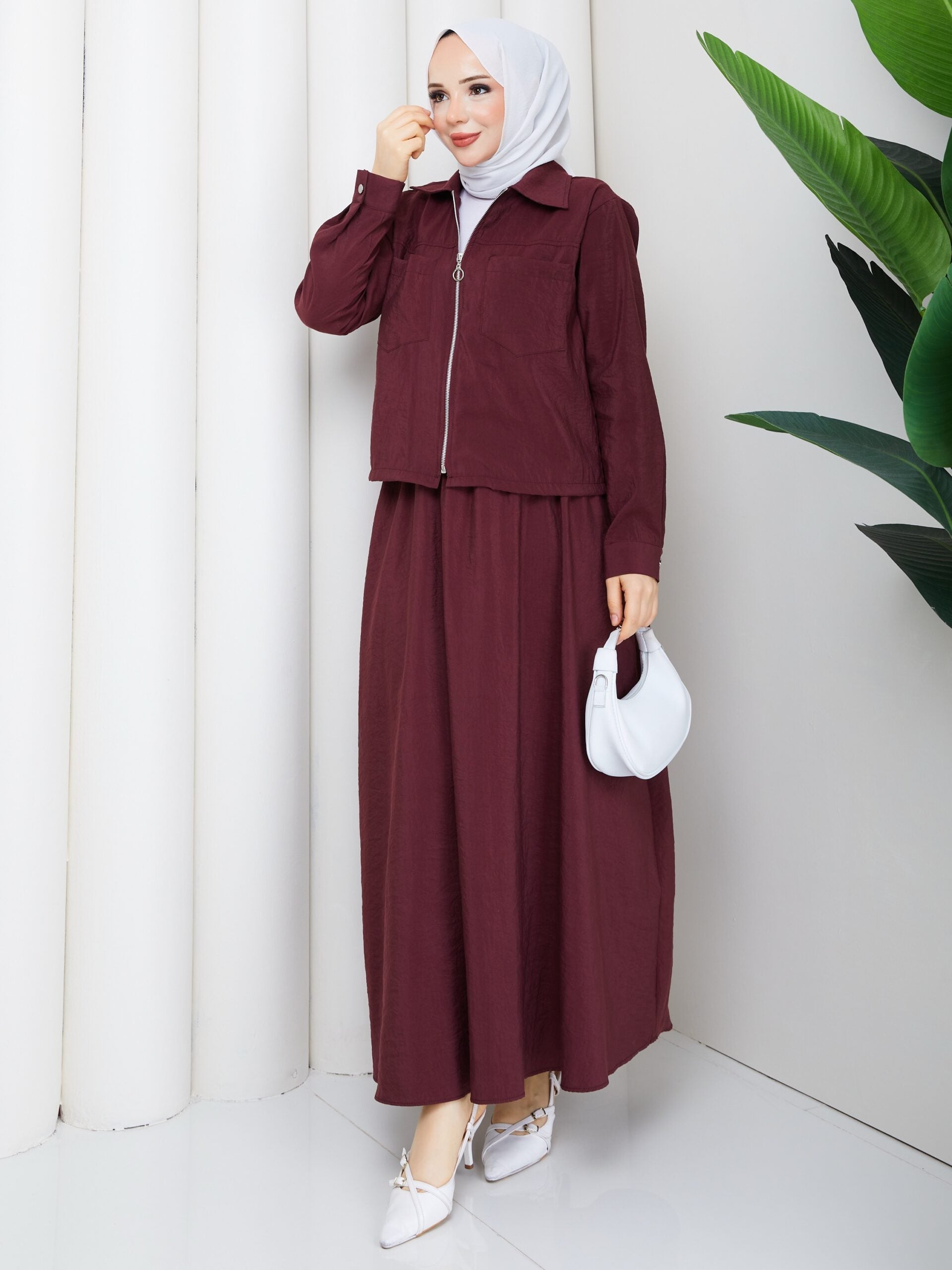 Modal Kumaş İkili Takım Bordo Renk