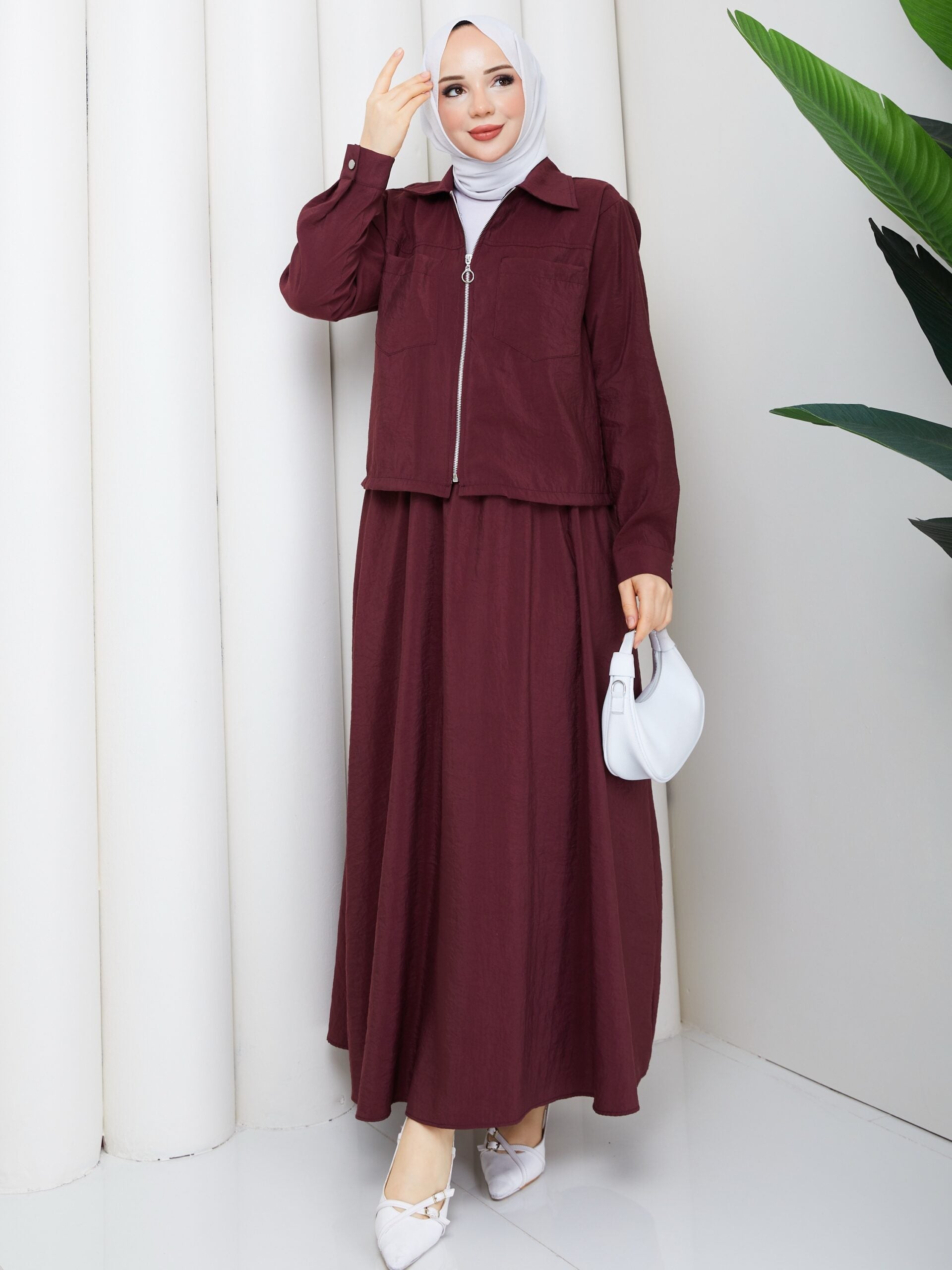 Modal Kumaş İkili Takım Bordo Renk