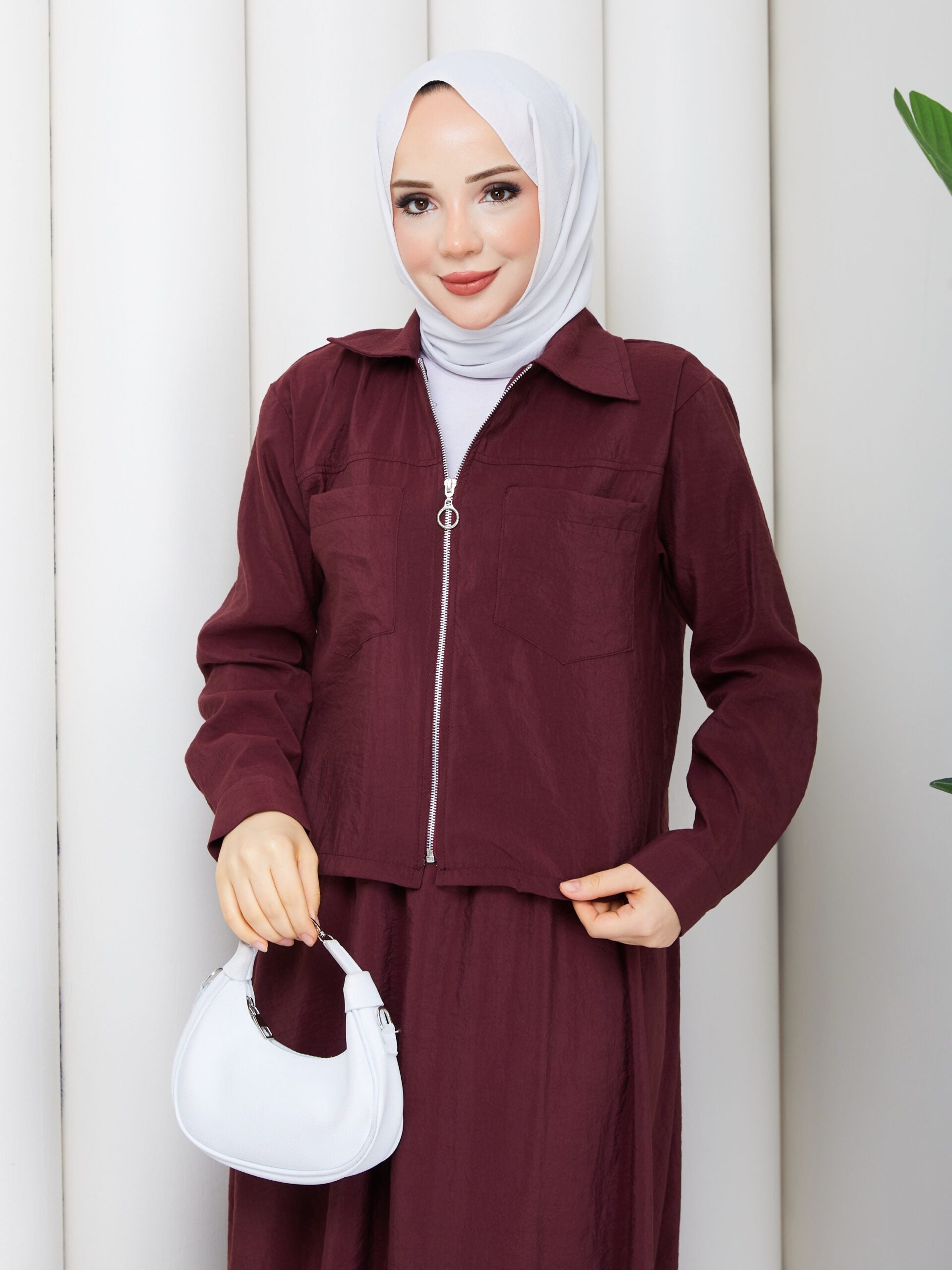 Modal Kumaş İkili Takım Bordo Renk