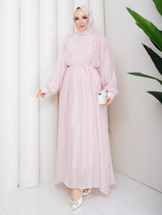 Tül Modal Kumaş Elbise Pembe