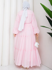 Şifon Elbise Pembe Renk