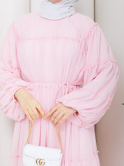 Şifon Elbise Pembe Renk