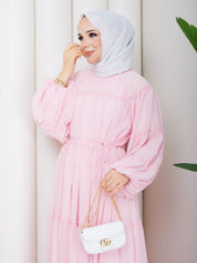 Şifon Elbise Pembe Renk