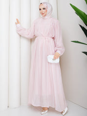Tül Modal Kumaş Elbise Pembe