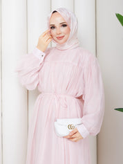 Tül Modal Kumaş Elbise Pembe