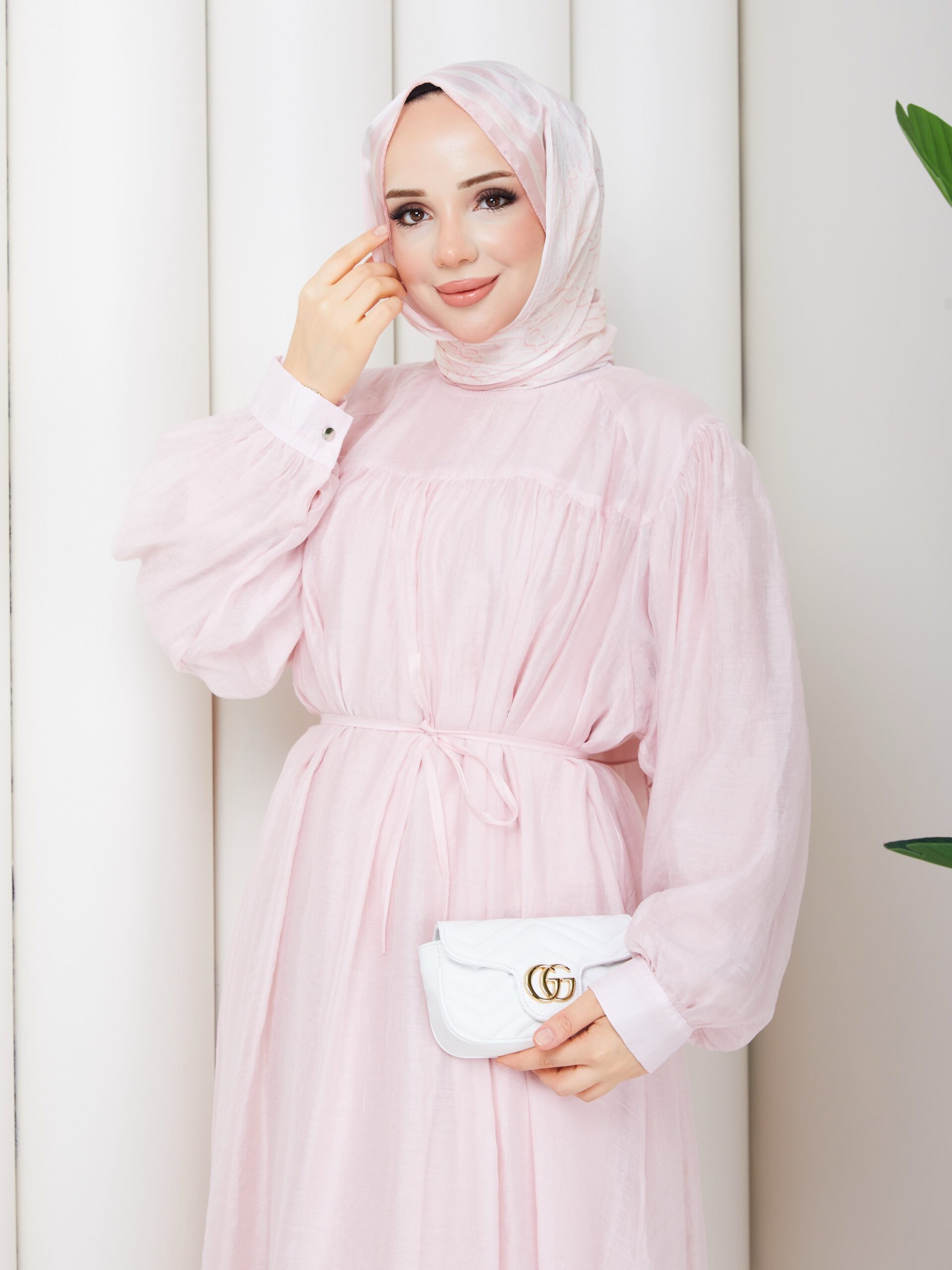 Tül Modal Kumaş Elbise Pembe