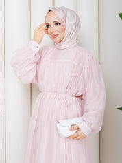 Tül Modal Kumaş Elbise Pembe