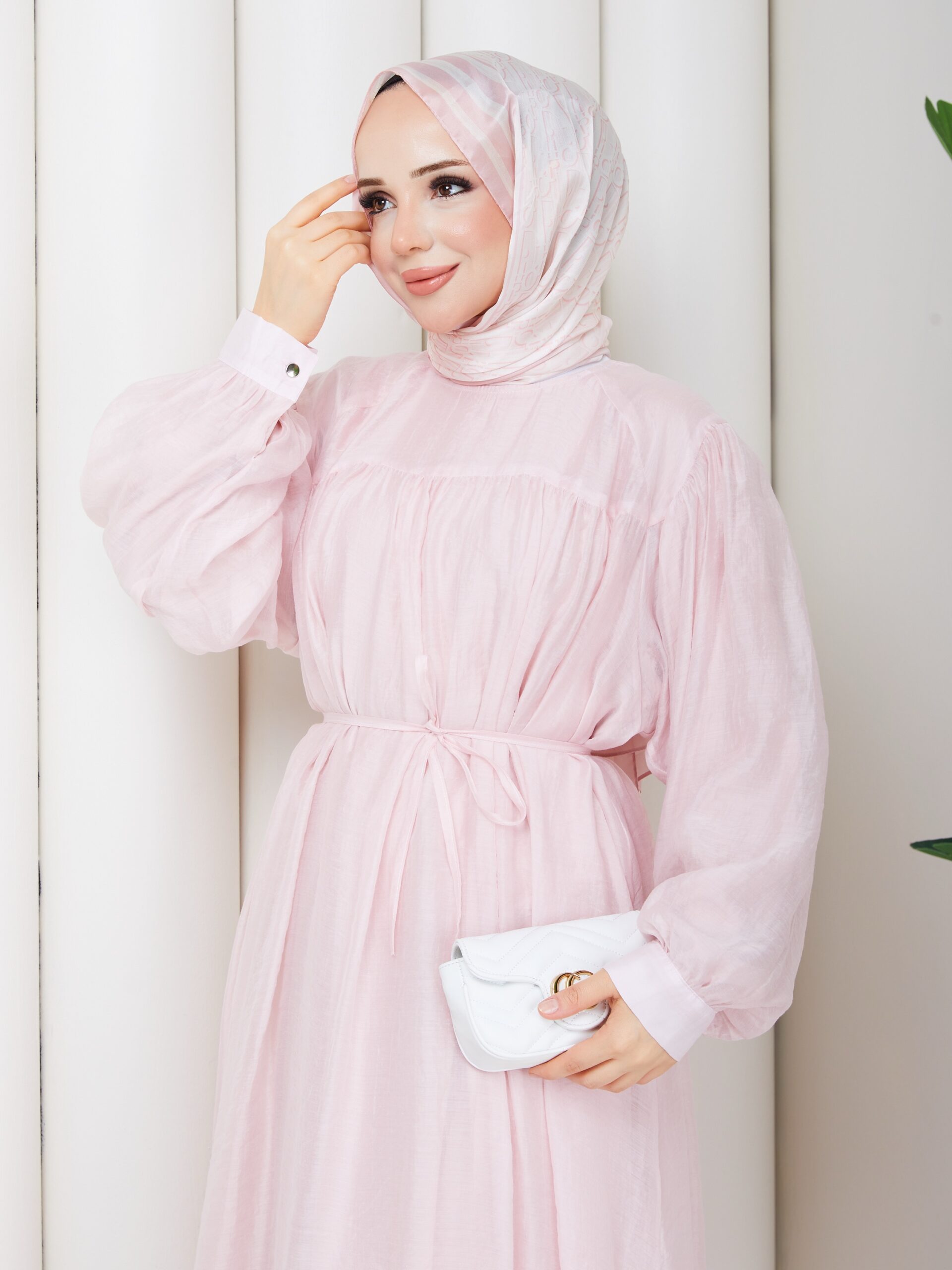 Tül Modal Kumaş Elbise Pembe