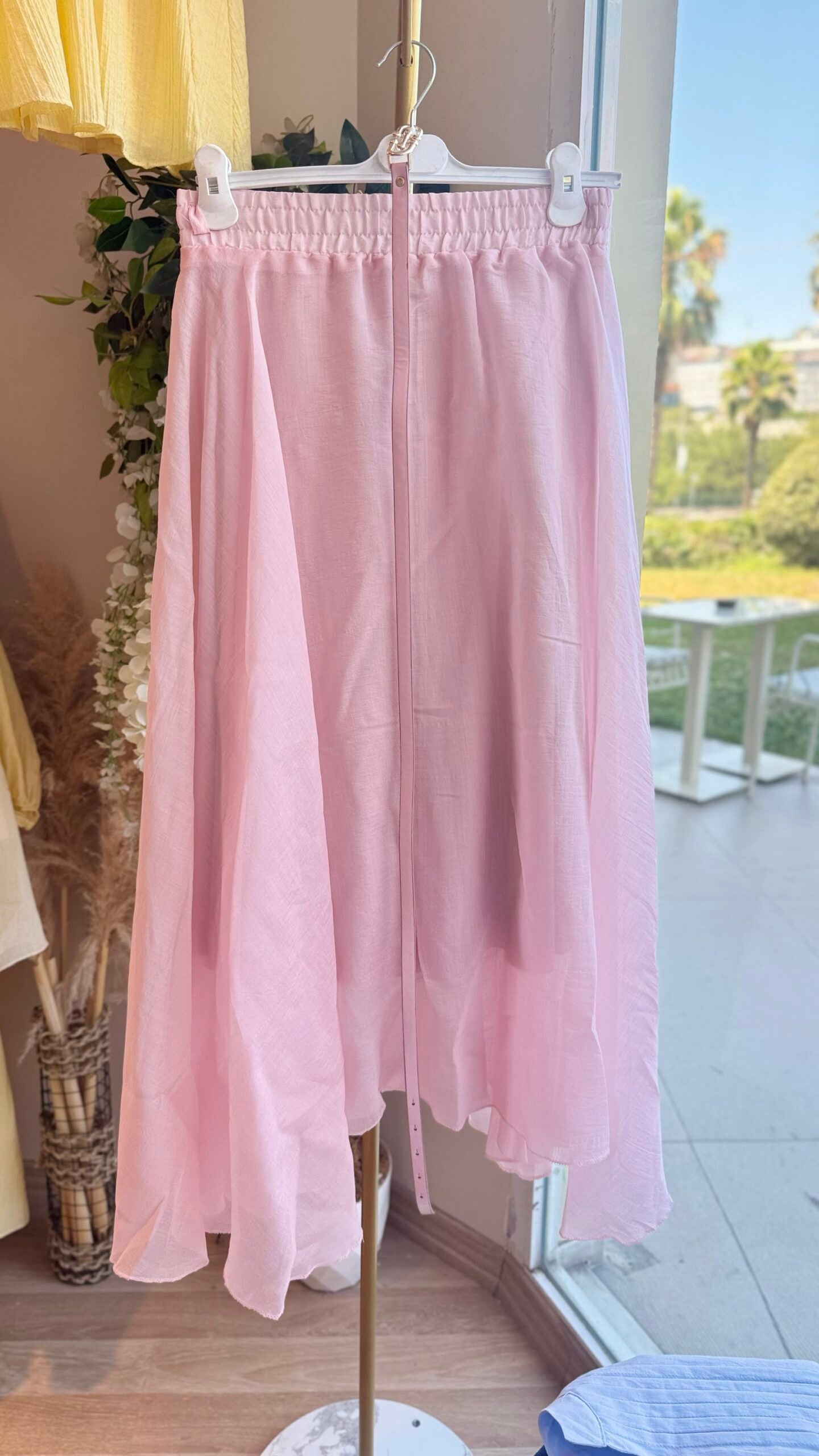 Tül Modal Kumaş Etek Pembe